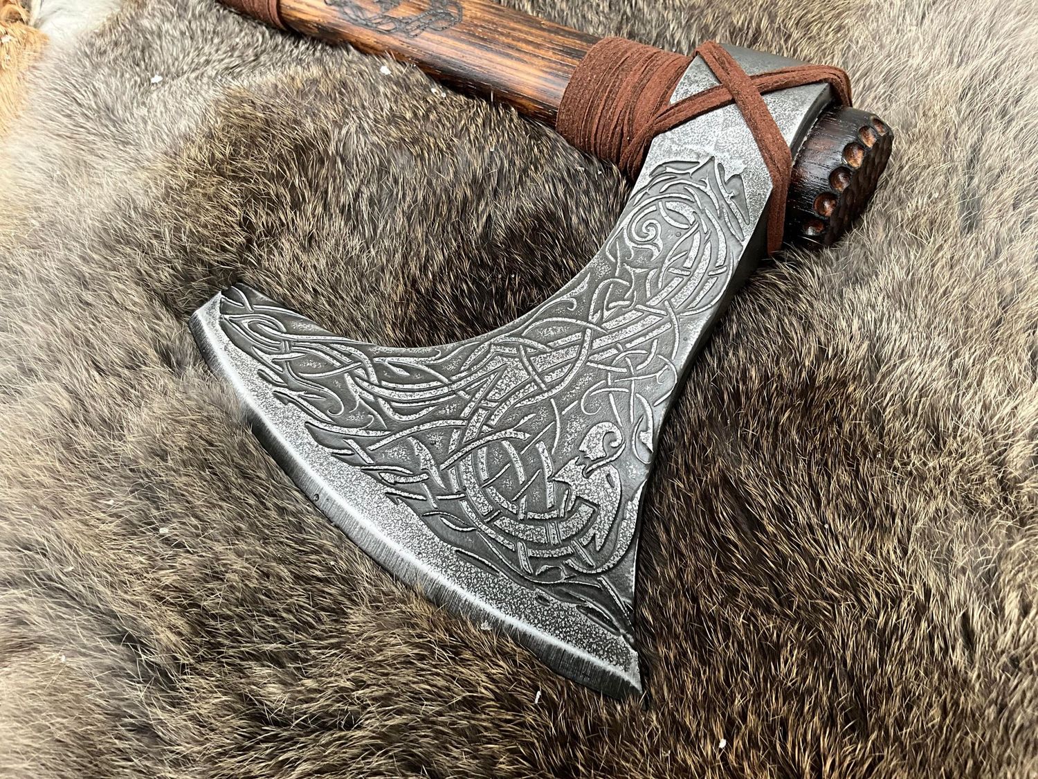 Norse Dragon Knot Bearded Hand Axe