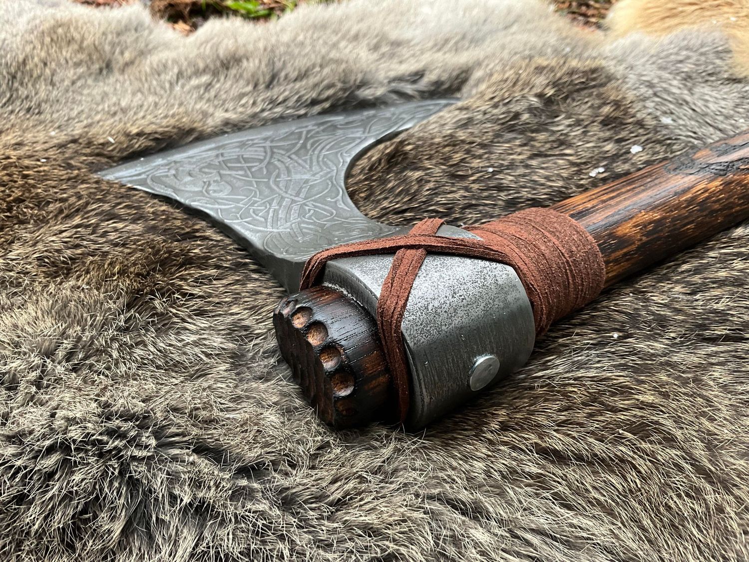 Norse Dragon Knot Bearded Hand Axe