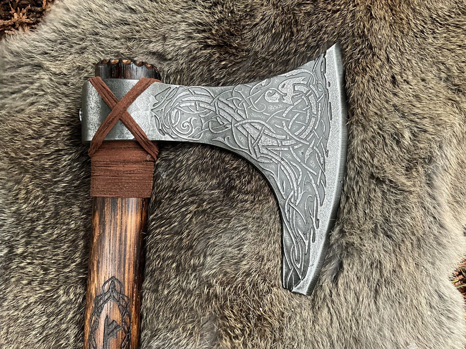 Norse Dragon Knot Bearded Hand Axe