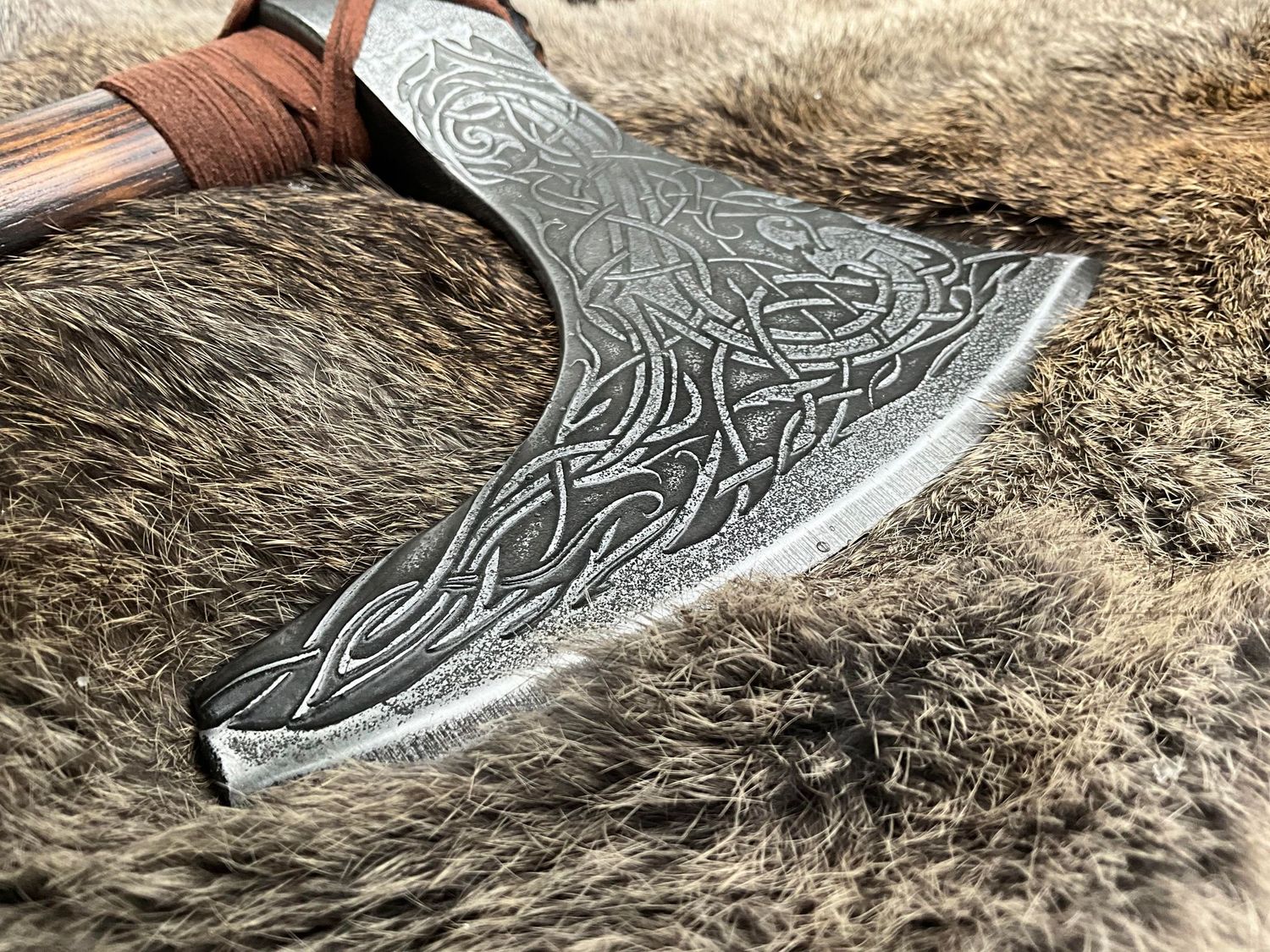 Norse Dragon Knot Bearded Hand Axe
