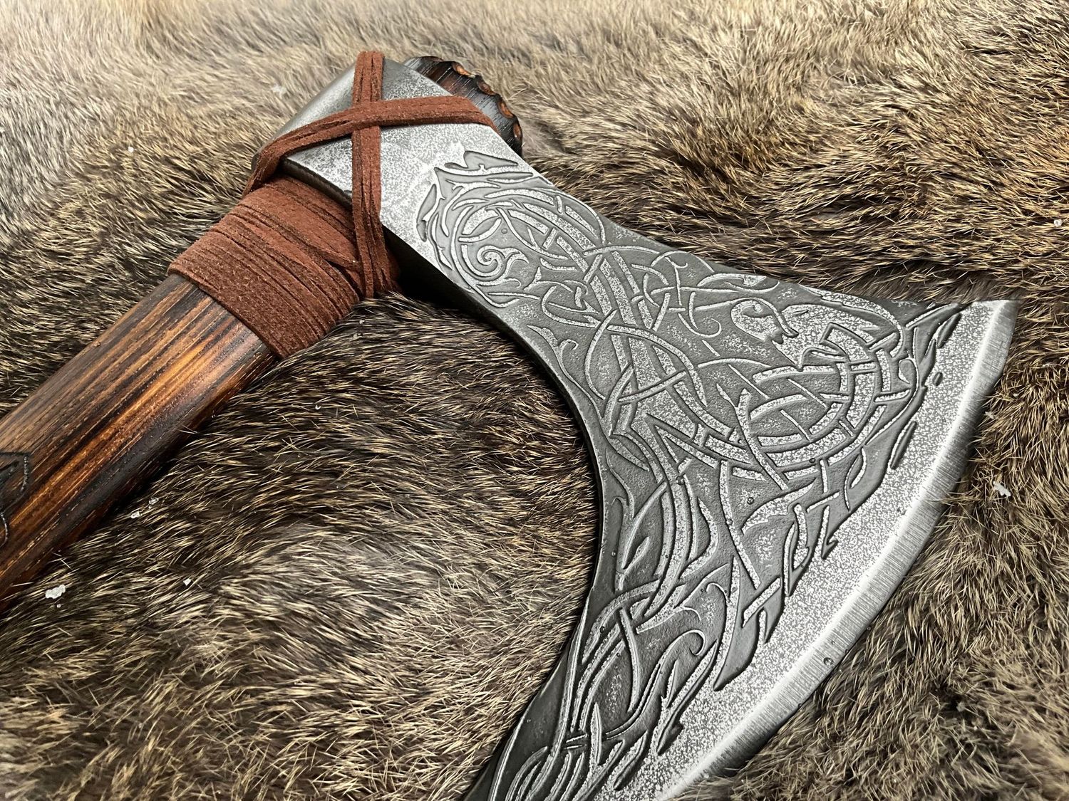 Norse Dragon Knot Bearded Hand Axe