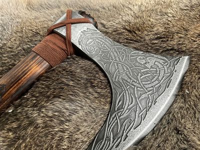 Norse Dragon Knot Bearded Hand Axe