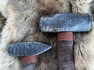 Viking Ram Hammer Set- Carbon Steel Sledge Hammer and Blacksmithing Hammer