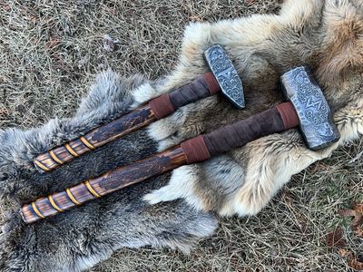 Viking Ram Hammer Set- Carbon Steel Sledge Hammer and Blacksmithing Hammer