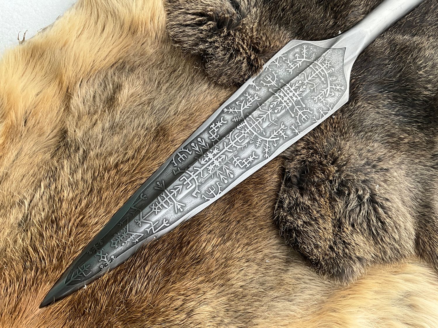 Viking Spear Head- Engraved Stave Runes (handle not included)