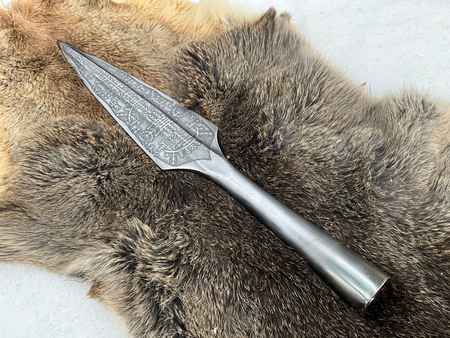 Viking Spear Head- Engraved Stave Runes (handle not included)