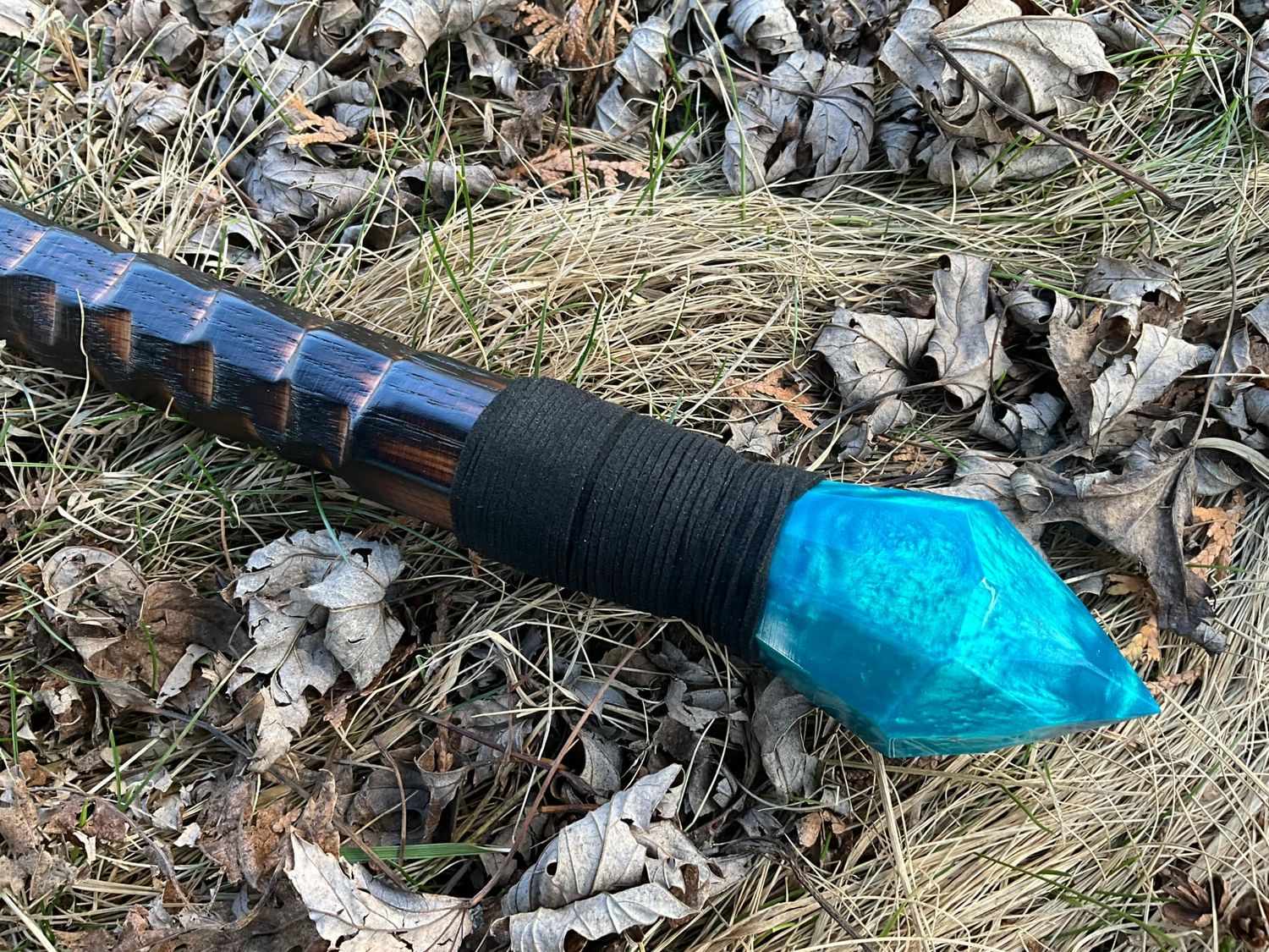 Turquoise Staff of Tides- Solid Oak Wizard Staff