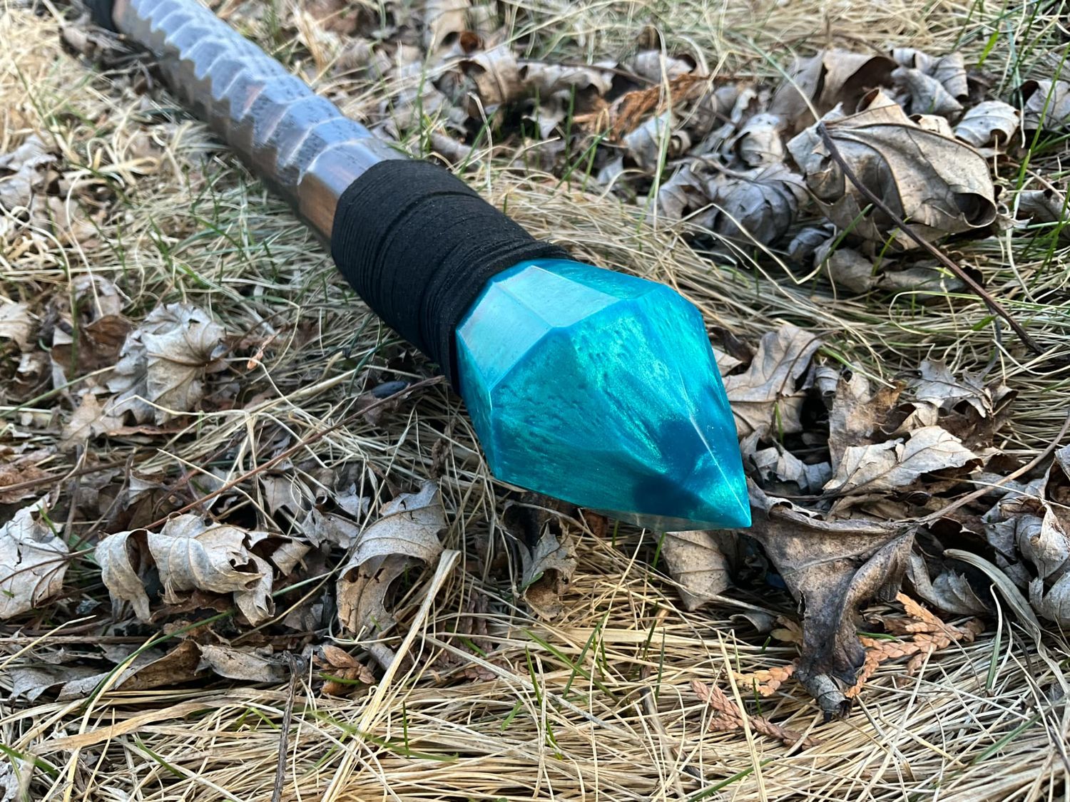 Turquoise Staff of Tides- Solid Oak Wizard Staff