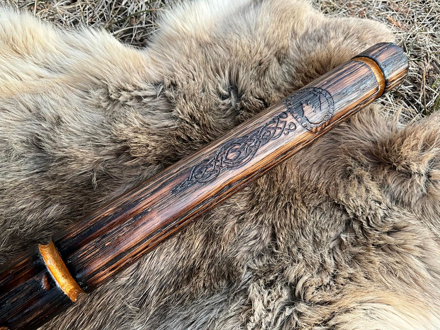 Wolf Quarterstaff Walking Stick