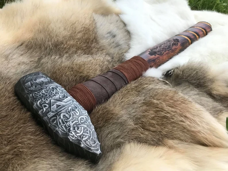 Viking Ram Mjolnir Hammer- Hand Engraved