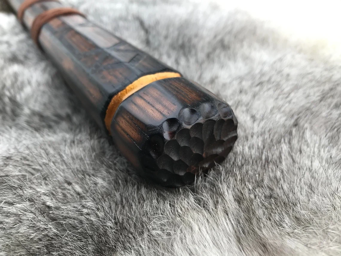 Large Viking Wolf Berserker Hammer Hand Engraved Burned and Carved Othala/Uruz Design