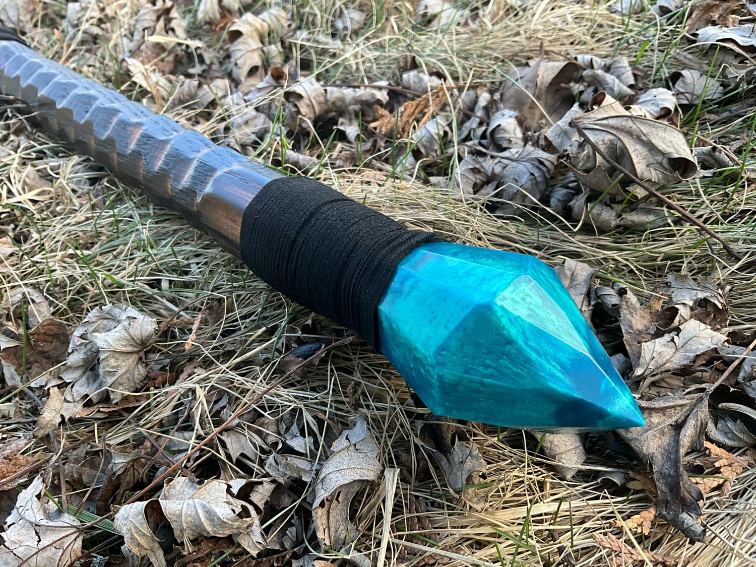 Turquoise Staff of Tides- Solid Oak Wizard Staff