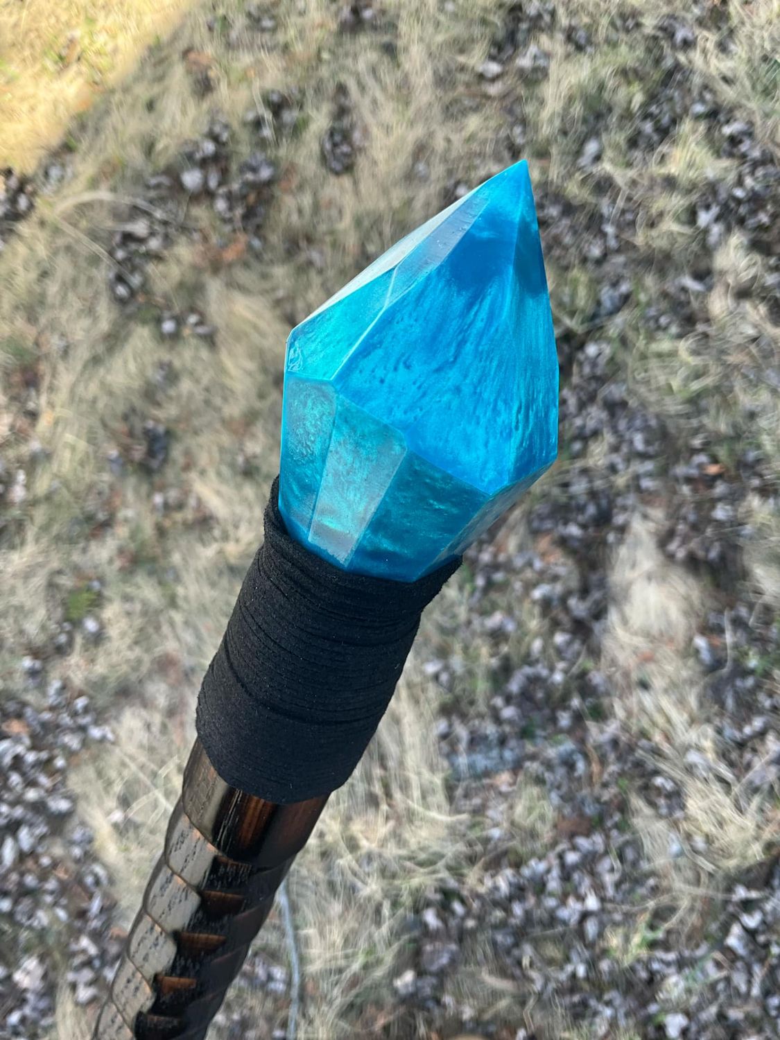 Turquoise Staff of Tides- Solid Oak Wizard Staff