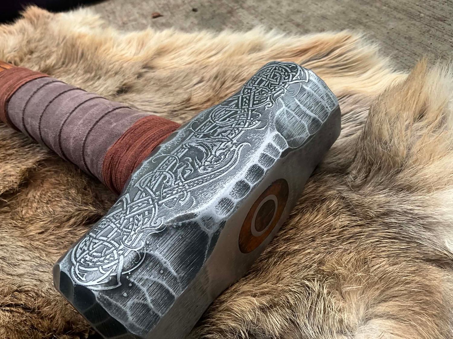 Engraved Jörmungandr Viking Hammer