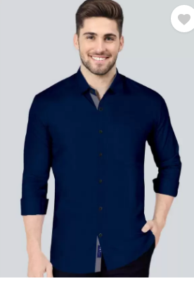 Men Regular Fit Solid Spread Collar Casual Shirt | Blue Colour