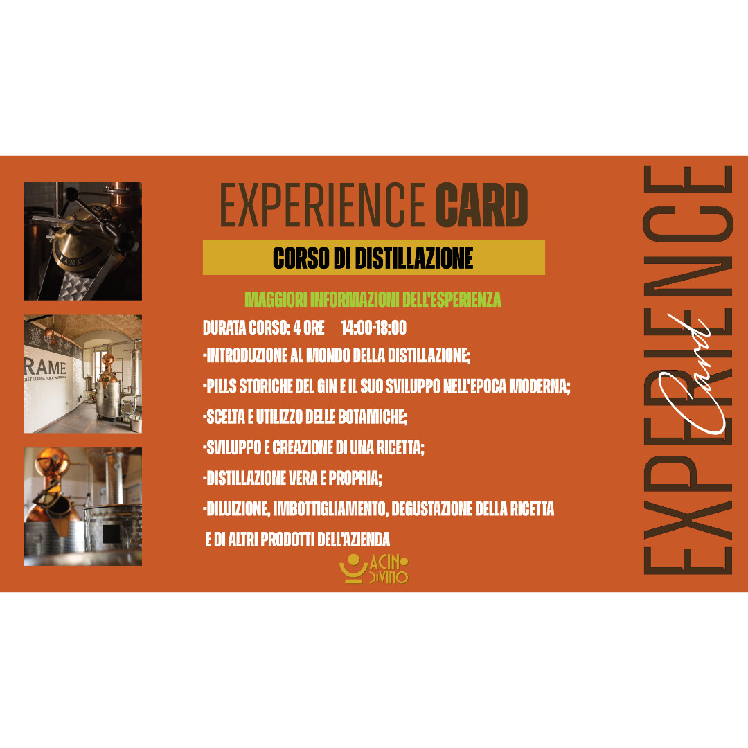 EXPERIENCE CARD CORSO DI DISTILLAZIONE
