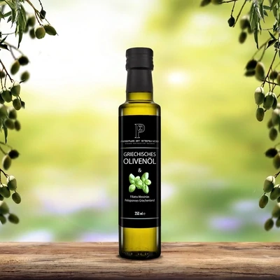 Olivenöl mit Basilikum im Karton mit 3 Flaschen