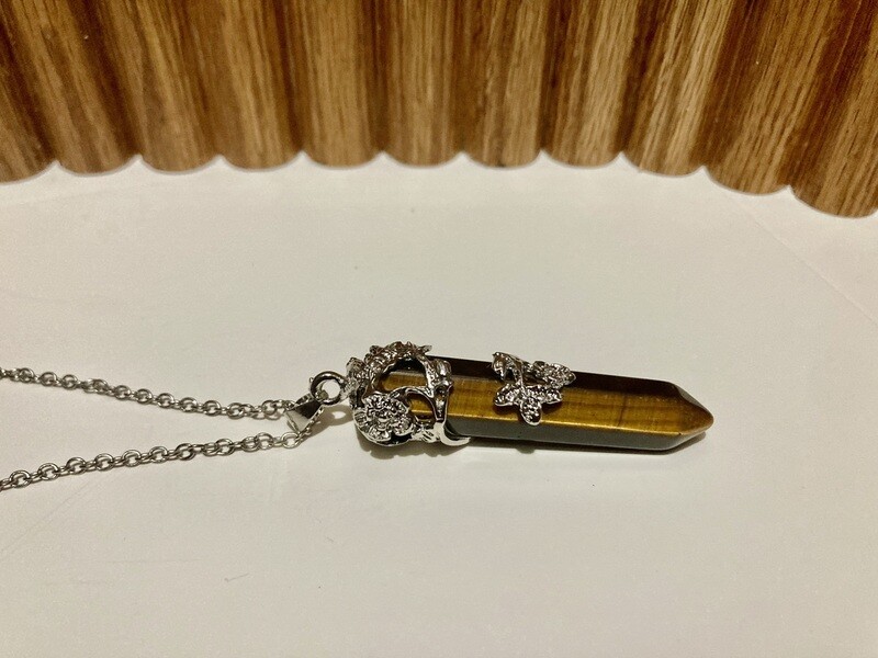 Brown crystal healing necklace
