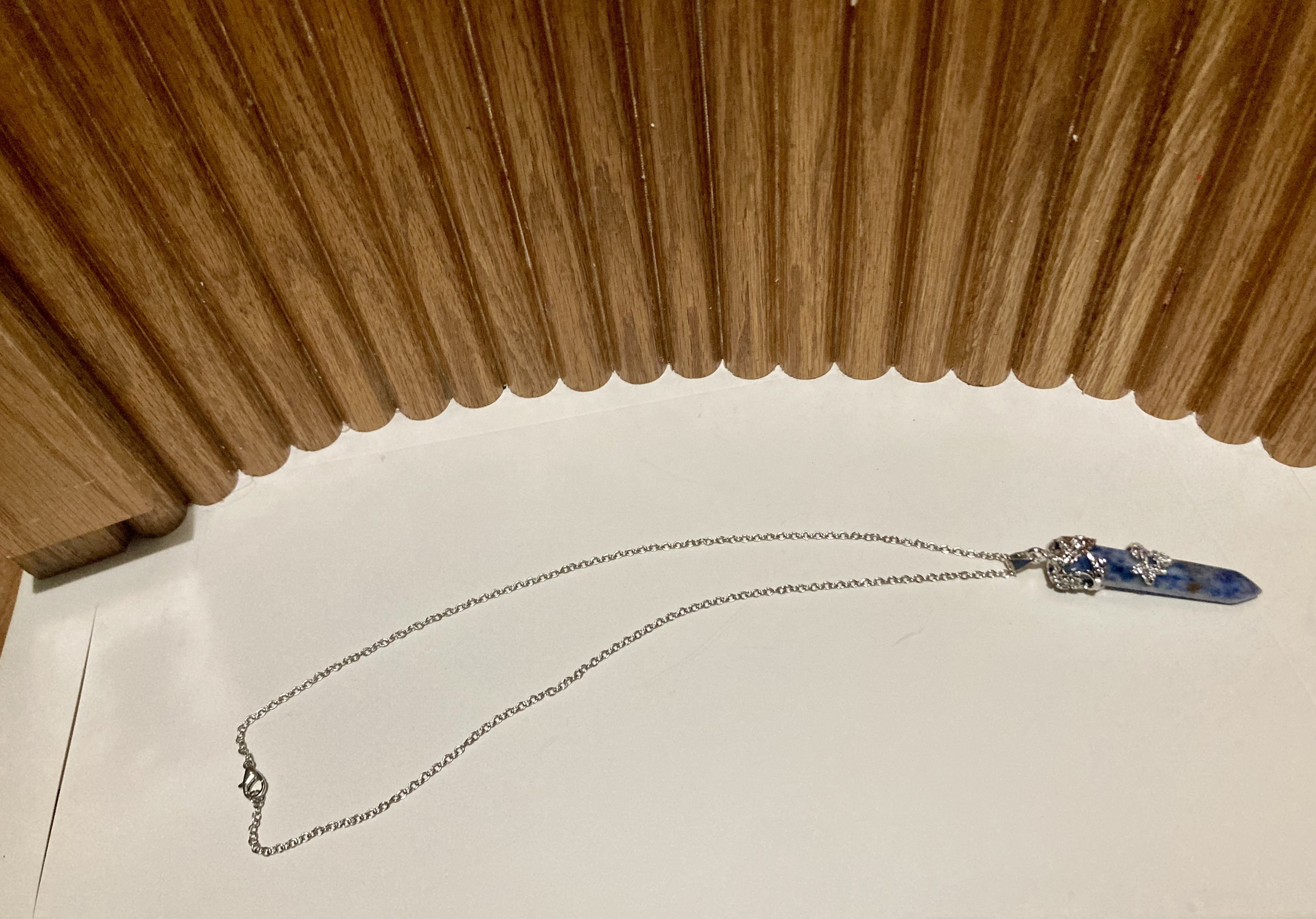 Blue crystal healing necklace