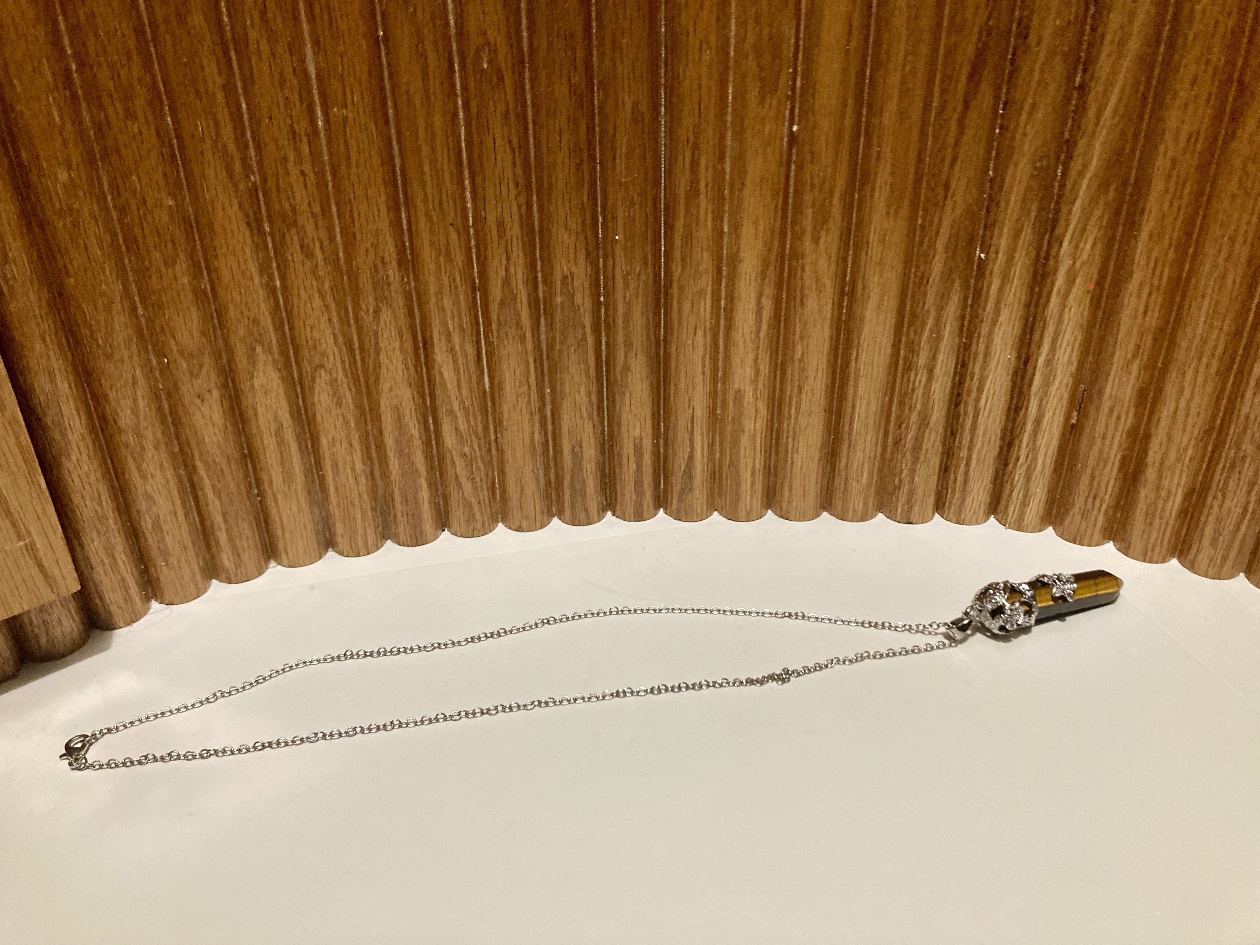 Brown crystal healing necklace