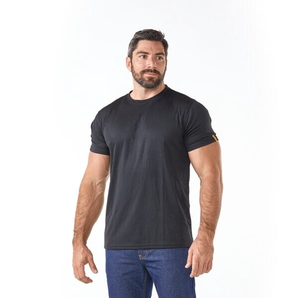 DROMEX 100% Polyester QUICK DRY Crew neck tee shirt, Colour: Black, Size: 2X-Large
