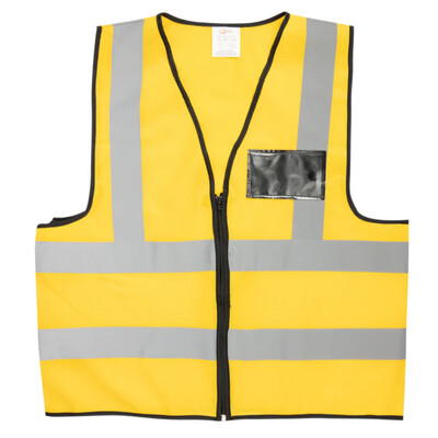 YELLOW REFLECTIVE VEST WITH ZIP &amp; ID POUCH