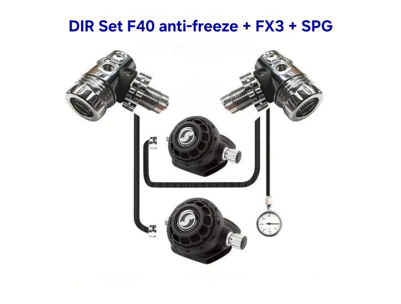 SCUBATEC Dir Set erogatori F40 anti-freeze + FX3 + SPG SCUBATEC Dir Set erogatori F40 anti-freeze + FX3 + SPG
