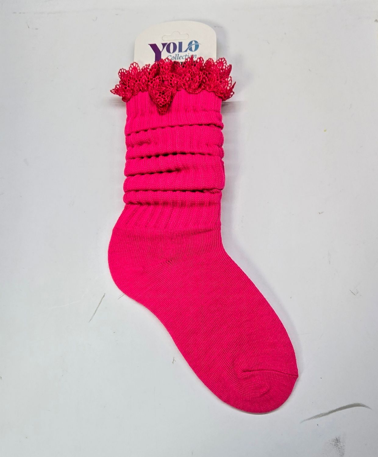 SS6-8/HOT PINK/ LACE - SOCK