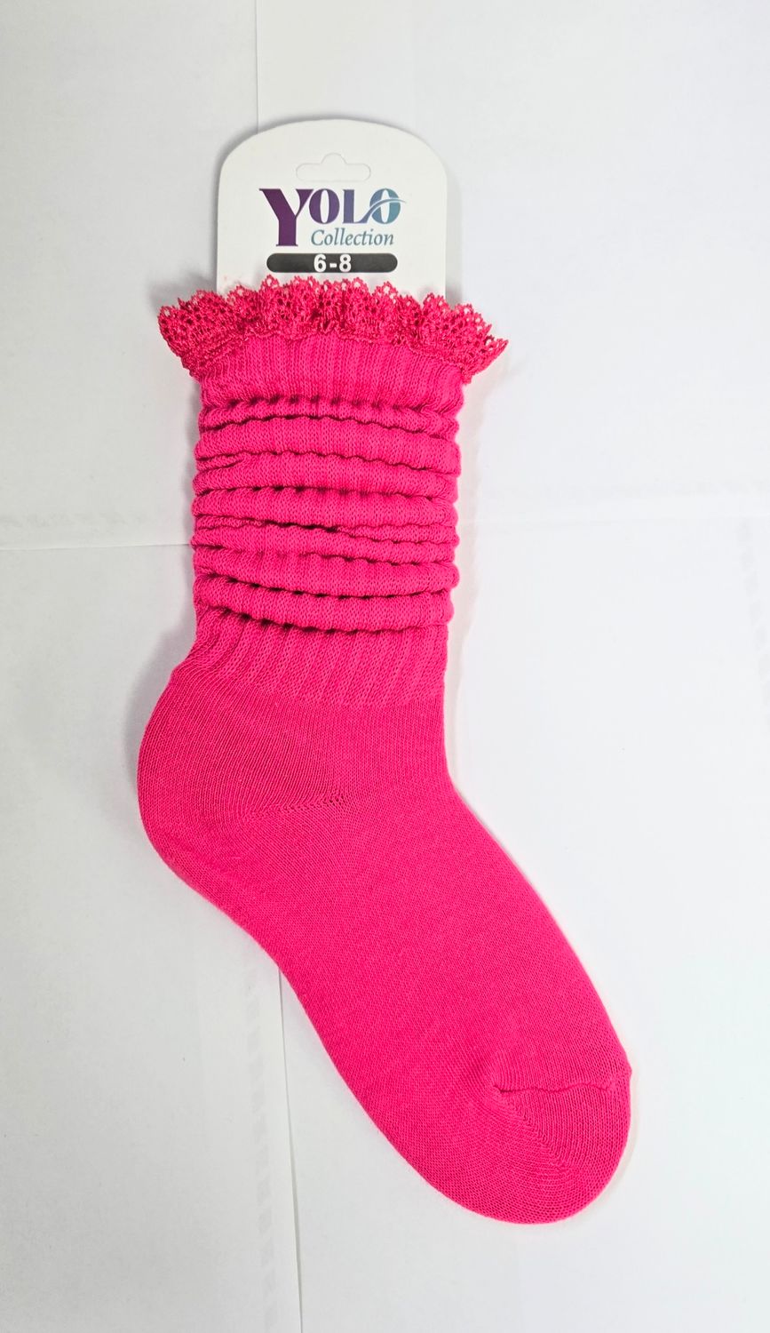 LACE68-HOT PINK-SOCK