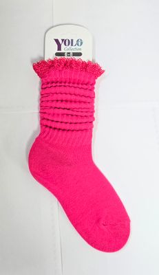 LACE68-HOT PINK-SOCK