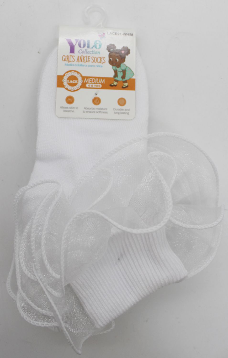 LACE01-WHITE/M-SOCK