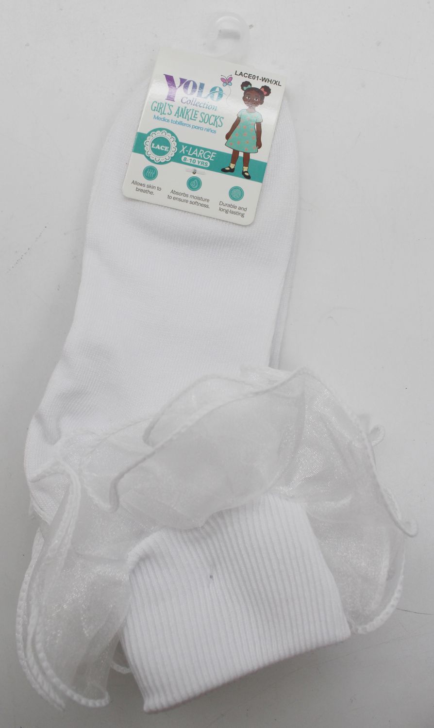 LACE01-WHITE/XL-SOCK