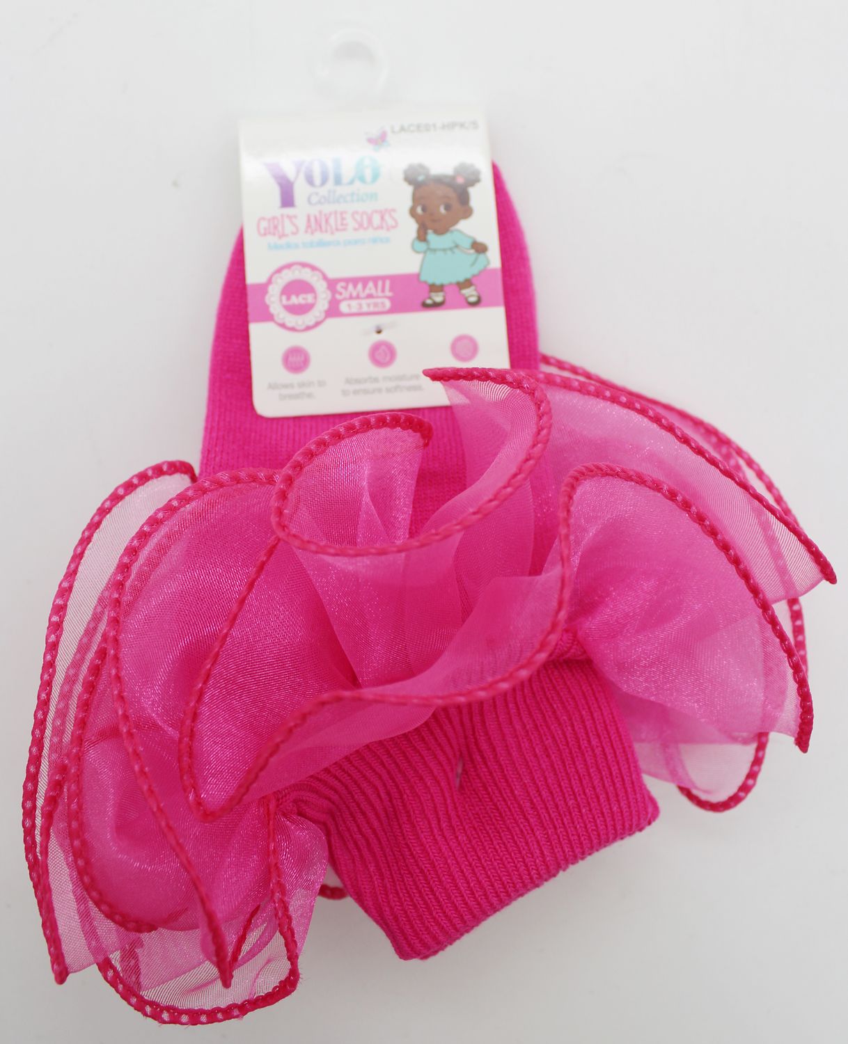 LACE01-HOT PINK/S-SOCK