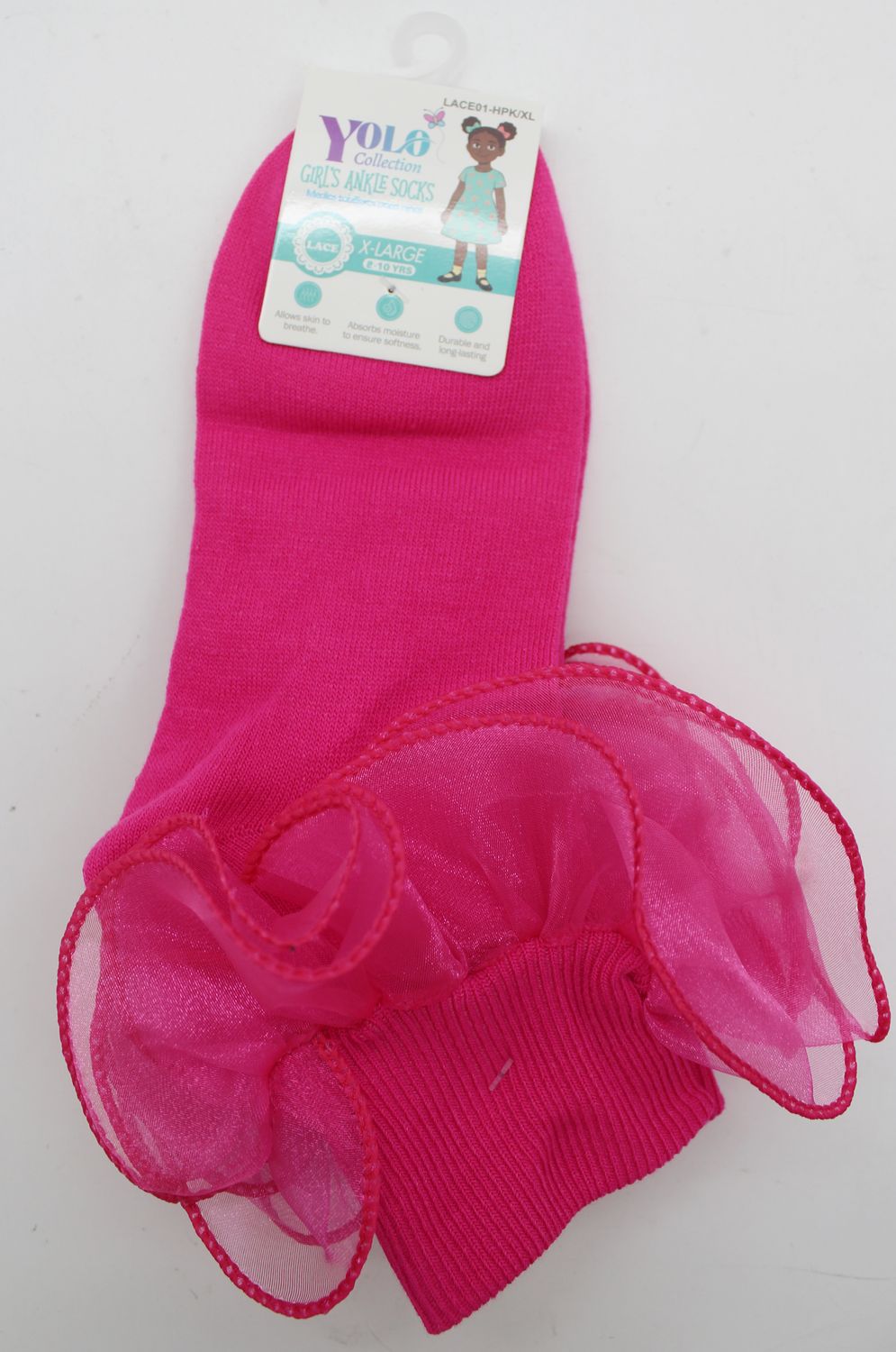 LACE01-HOT PINK/XL-SOCK