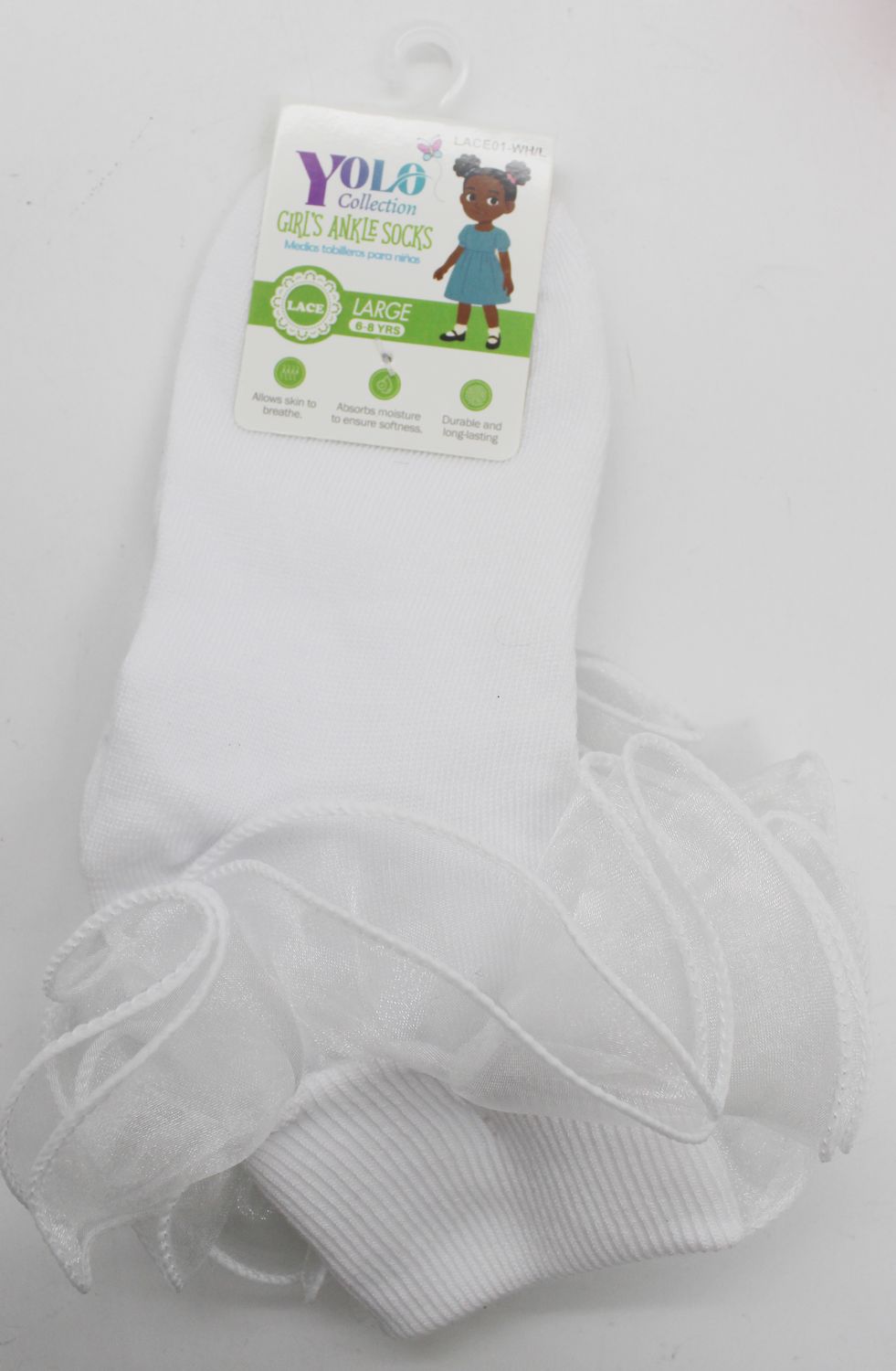 LACE01-WHITE/L-SOCK
