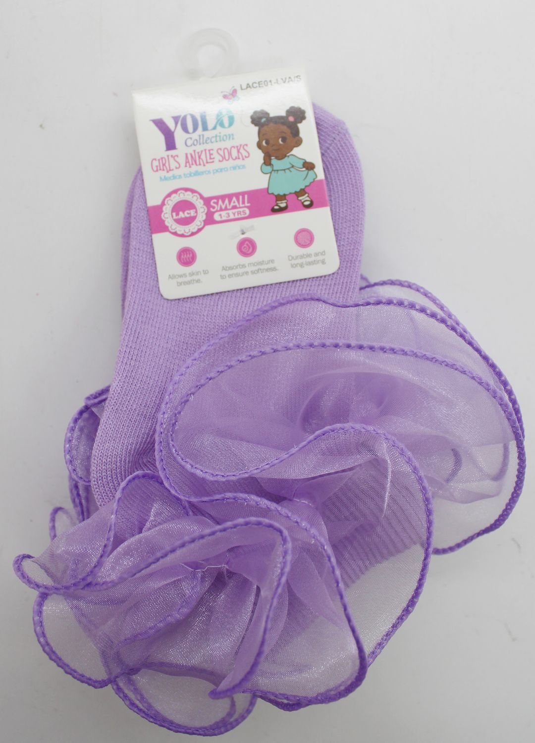 LACE01-LAVENDER/S-SOCK