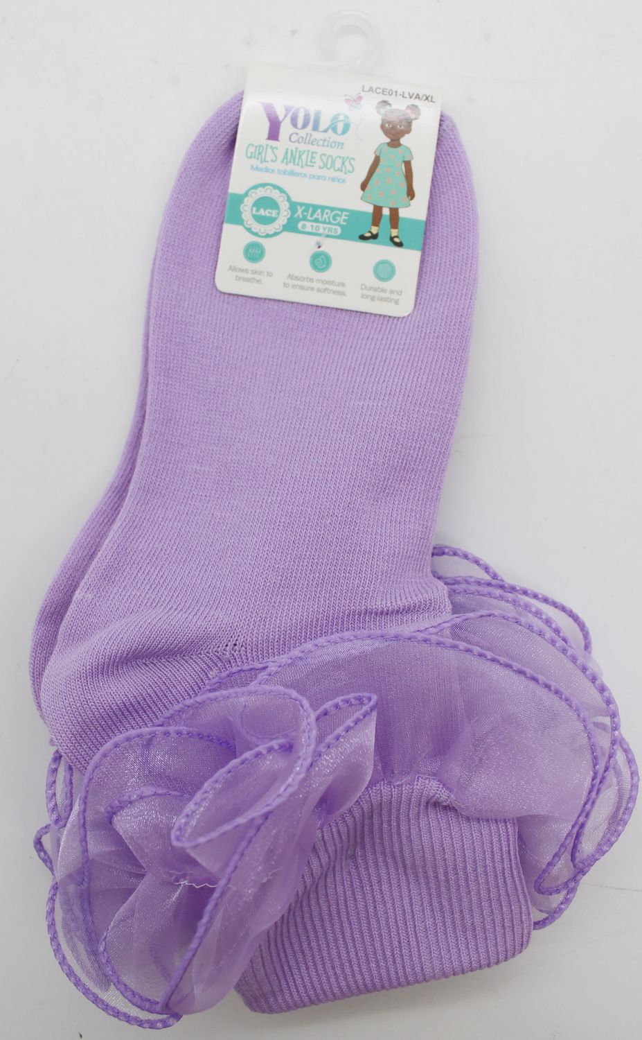 LACE01-LAVENDER/XL-SOCK