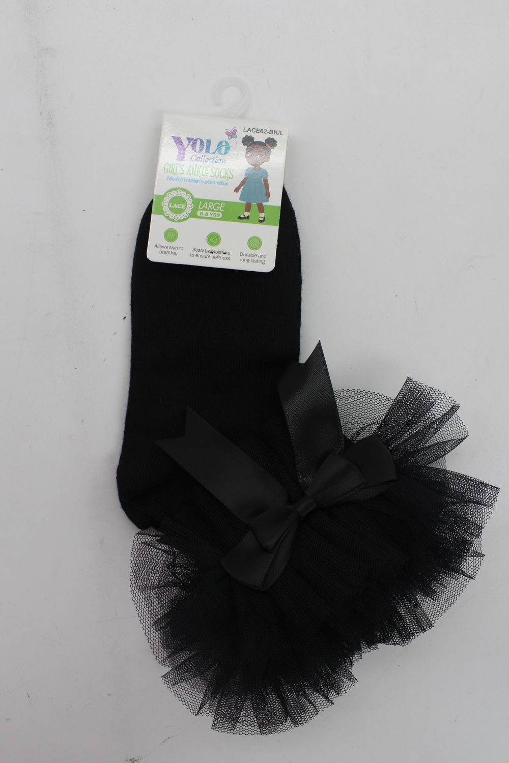 LACE02-BLACK/L - SOCK