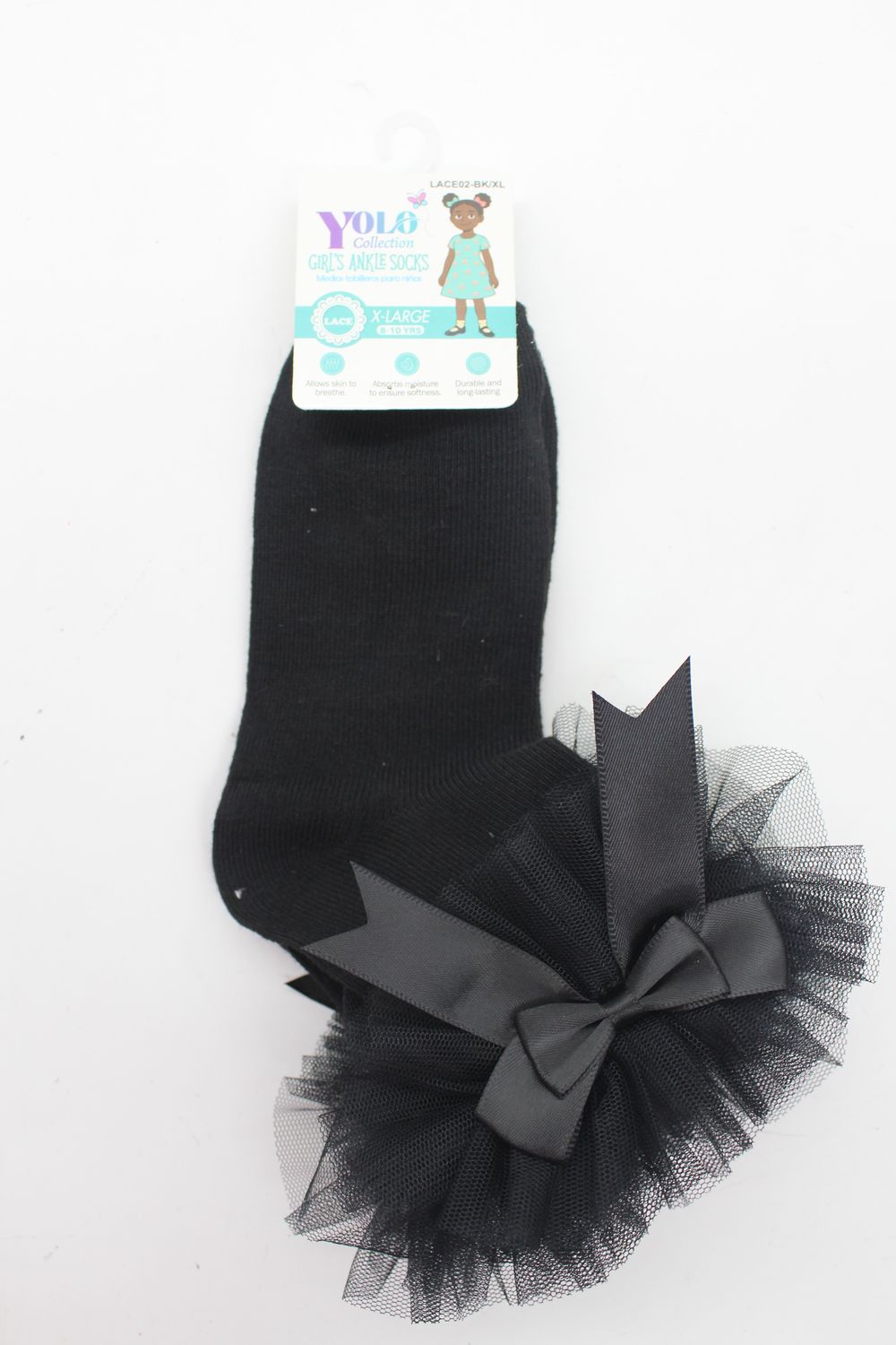 LACE02-BLACK/XL - SOCK