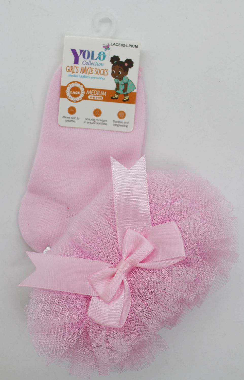 LACE02-LIGHT PINK/M-SOCK