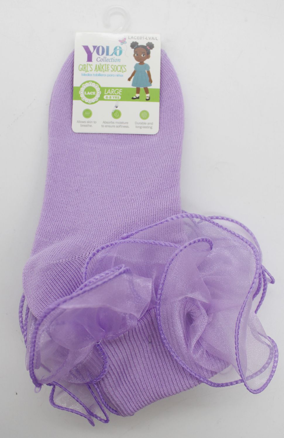 LACE01-LAVENDER/L-SOCK