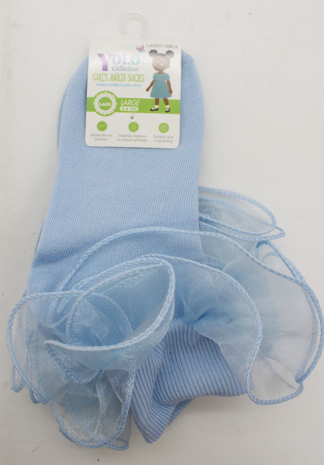 LACE01-SKY BLUE/L-SOCK