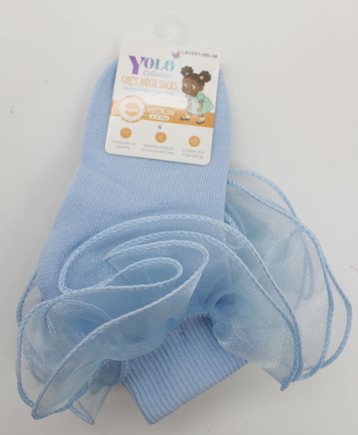 LACE01-SKY BLUE/M-SOCK