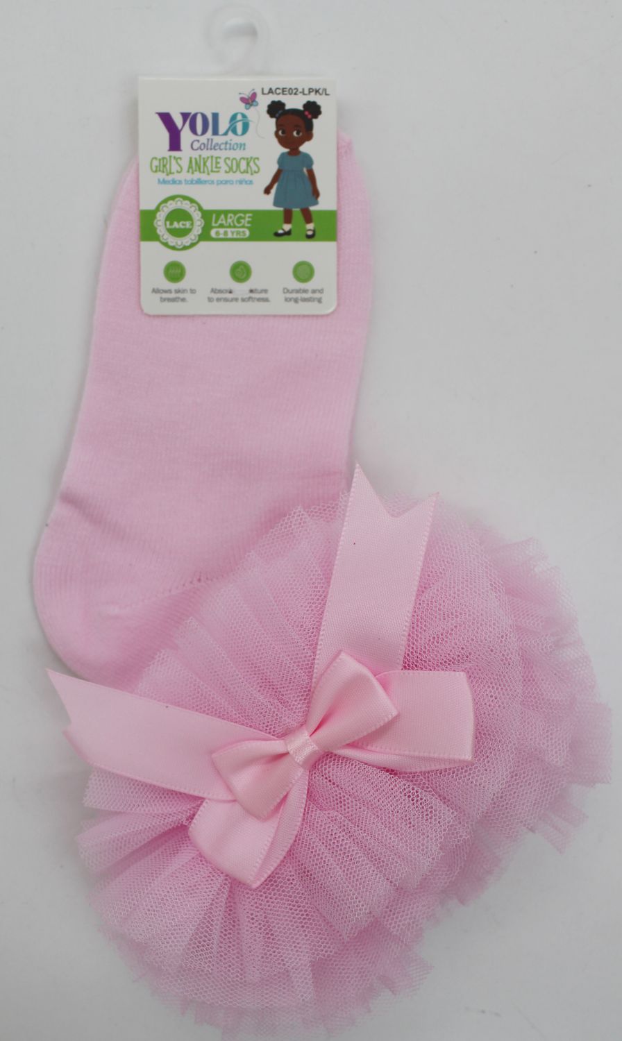 LACE02-LIGHT PINK/L-SOCK