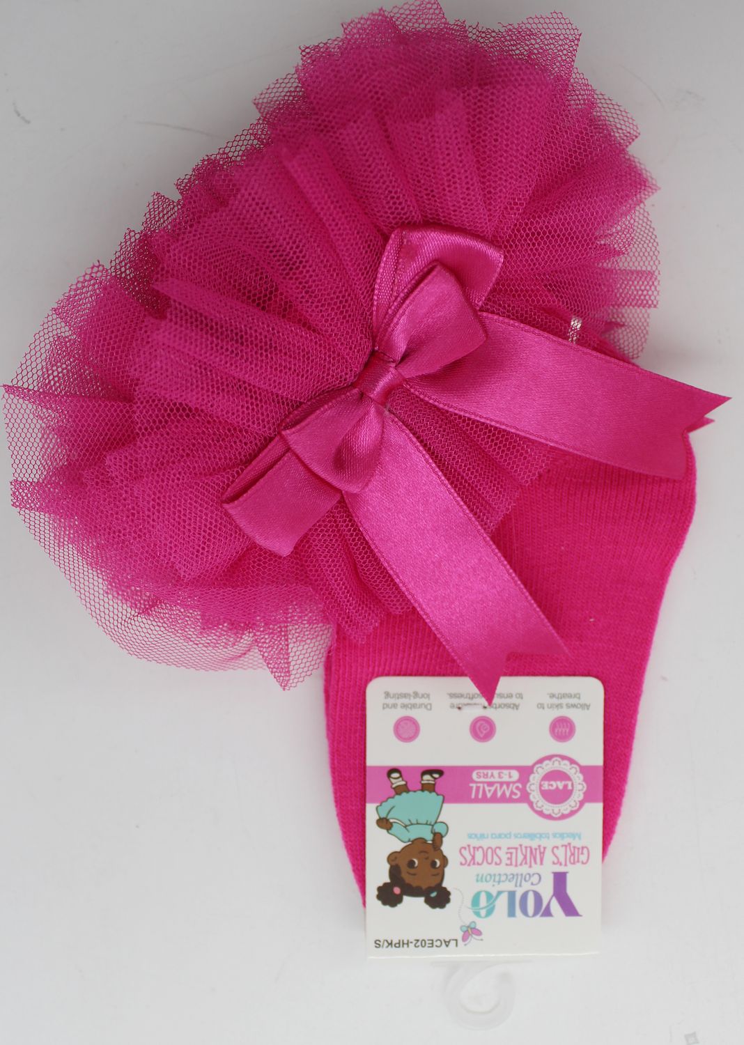 LACE02-HOT PINK/S-SOCK