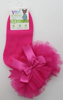 LACE02-HOT PINK/L-SOCK