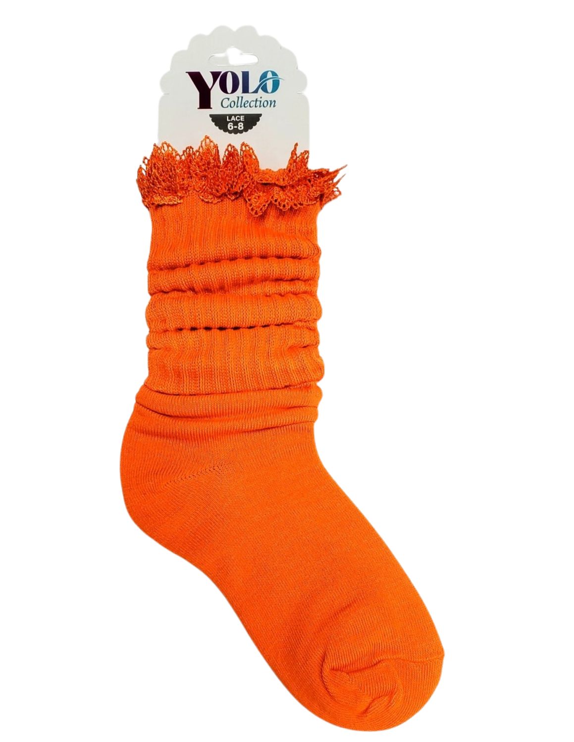LACE68-ORANGE-SOCK