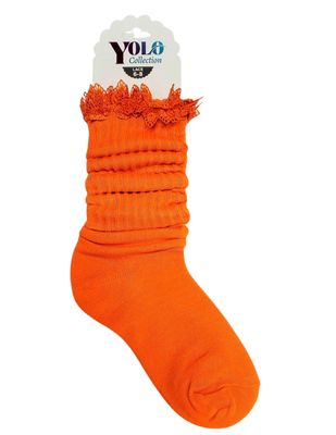 LACE68-ORANGE-SOCK