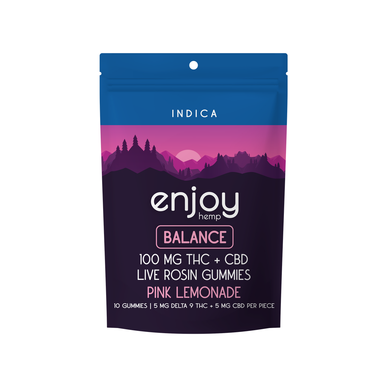 Enjoy Hemp Gummies Balance D9 + CBD Indica Pink Lemonade 5mg / 5 mg 10ct