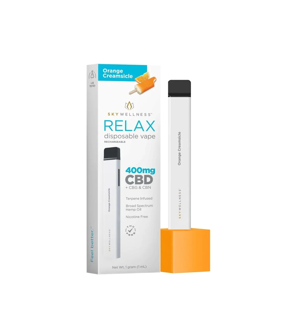 Sky Wellness Relax CBD Vape Pen 400mg Orange Cream